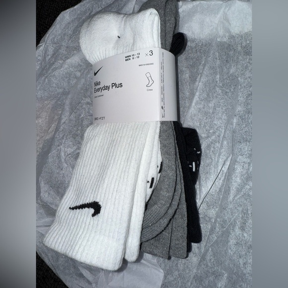 Nike Everyday Plus Crew Socks - Black, Gray, White 3pk - Picture 2 of 2